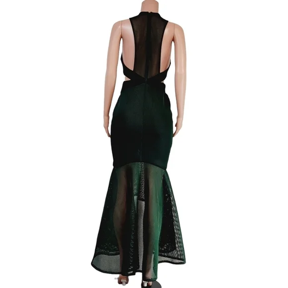 Sheike Green Mesh Cutout Sides Maxi Mermaid Styles Dress Sz 6 -  greenwatershopping.com